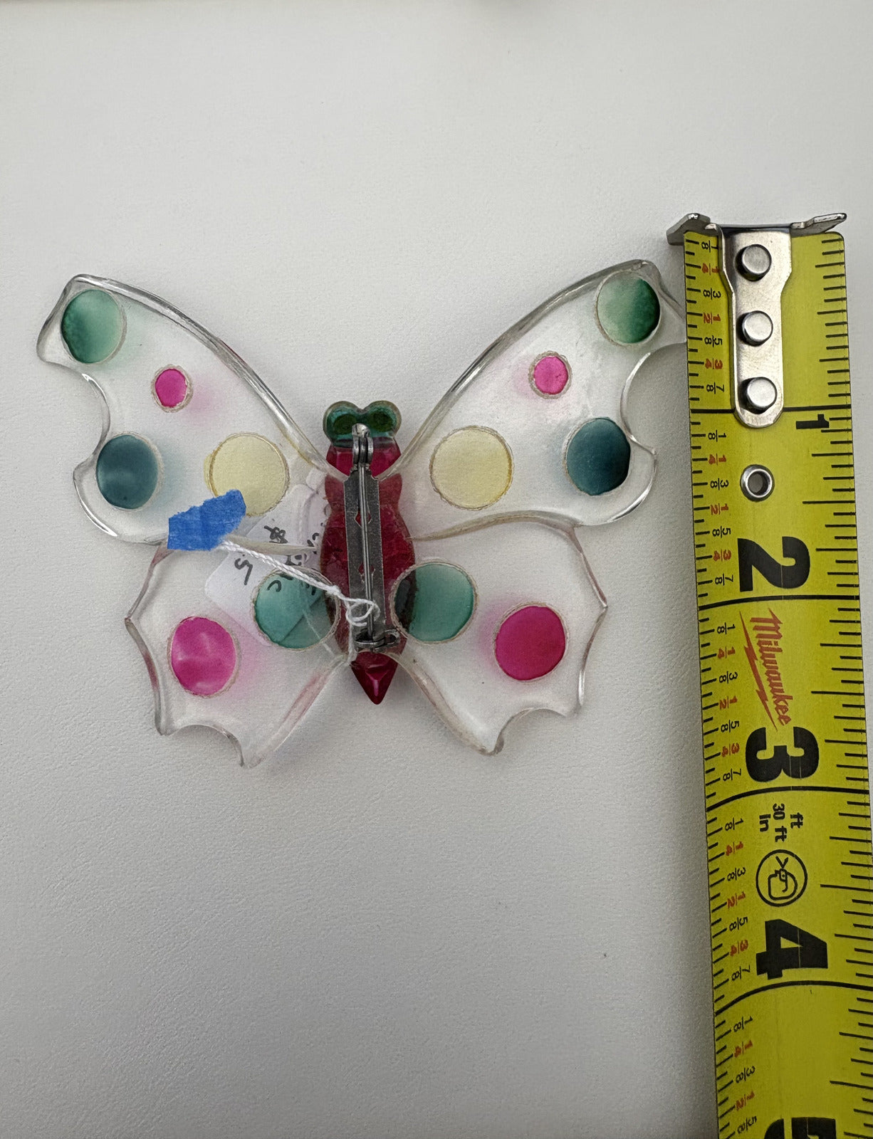 Midcentury Lucite Plastic Butterfly Pin