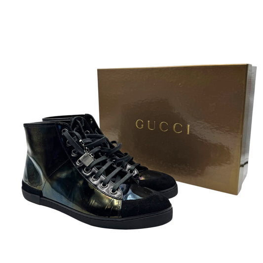 Gucci Women's Black Hi Top Sneaker with box, Size 7.5