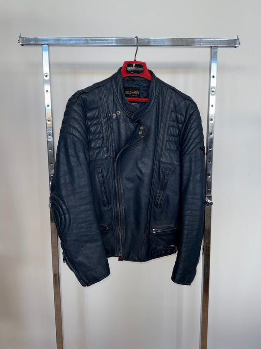Fieldsheer Blue Genuine Leather Motorcycle Jacket, Size 44
