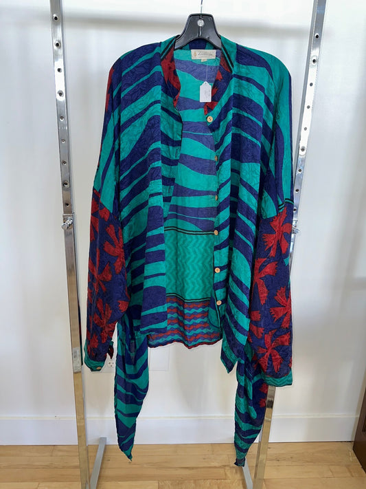 Kantha Bae Blue Buttonup Longsleeve, Free Size