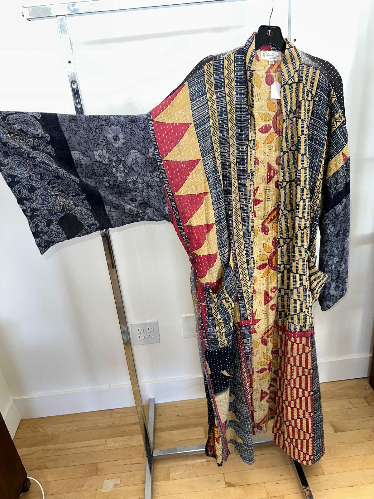 Kantha Bae Blue and Yellow Robe, Free Size