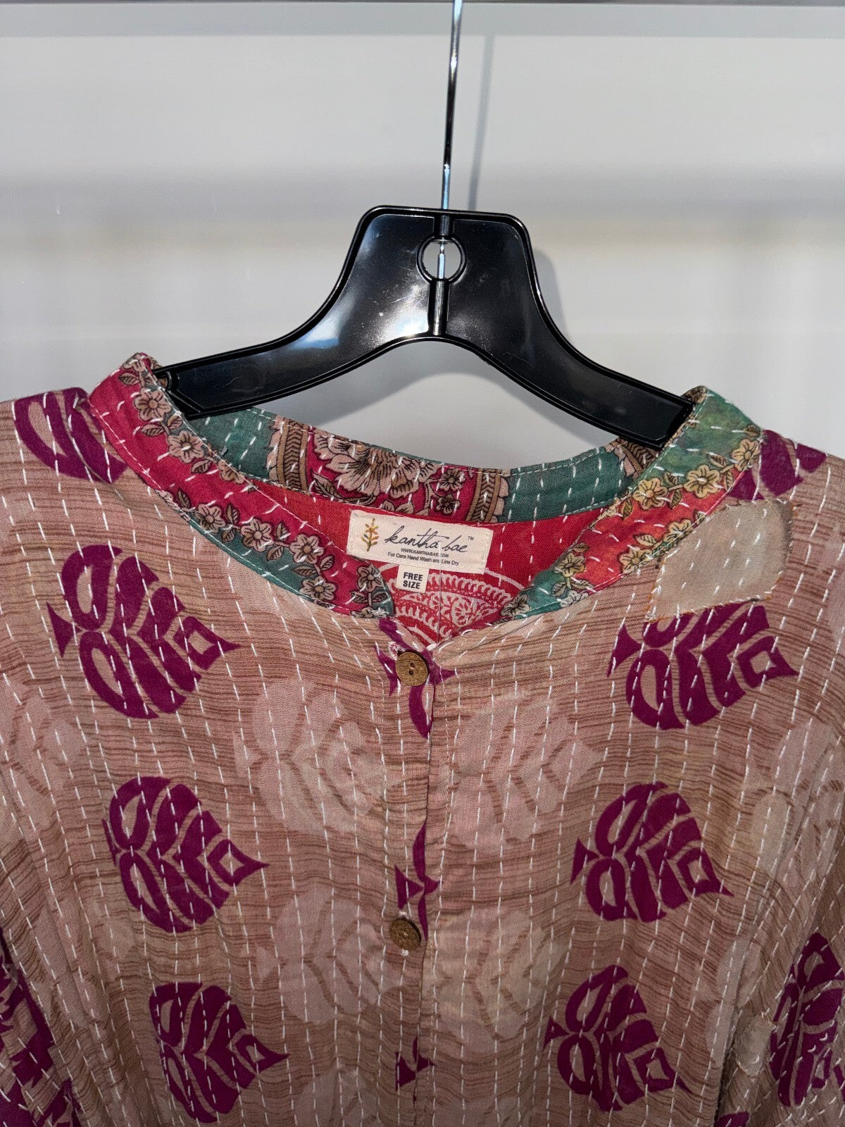 Kantha Bae Button up Tunic Dress, Free Size