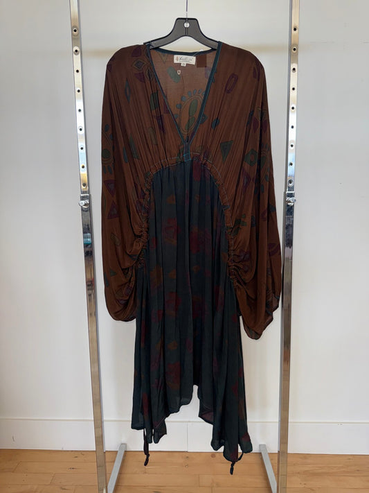 Kantha Bae Brown Tunic / Kimono Dress, Free Size