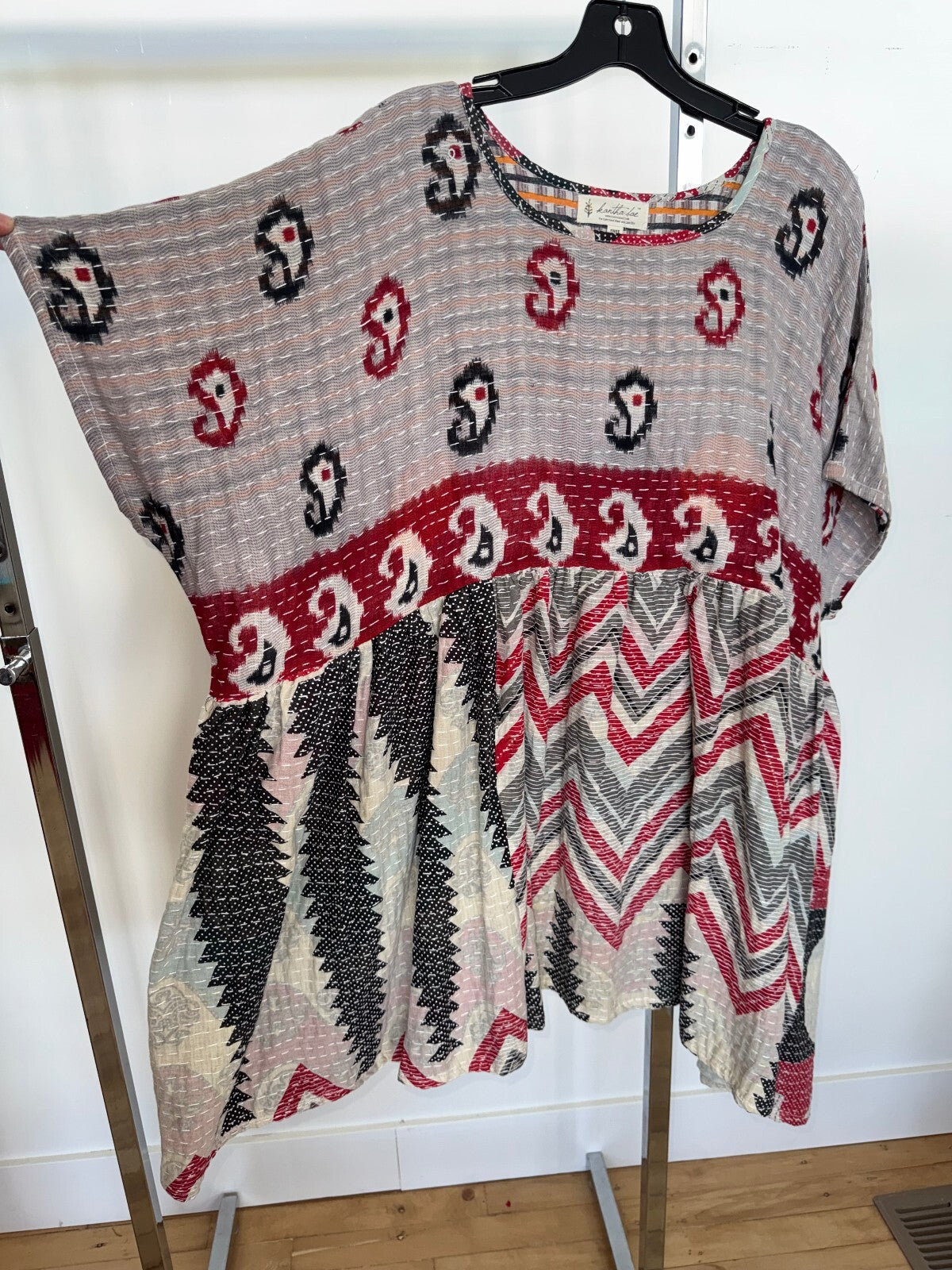 Grey Kantha Bae Tunic Top, Free Size