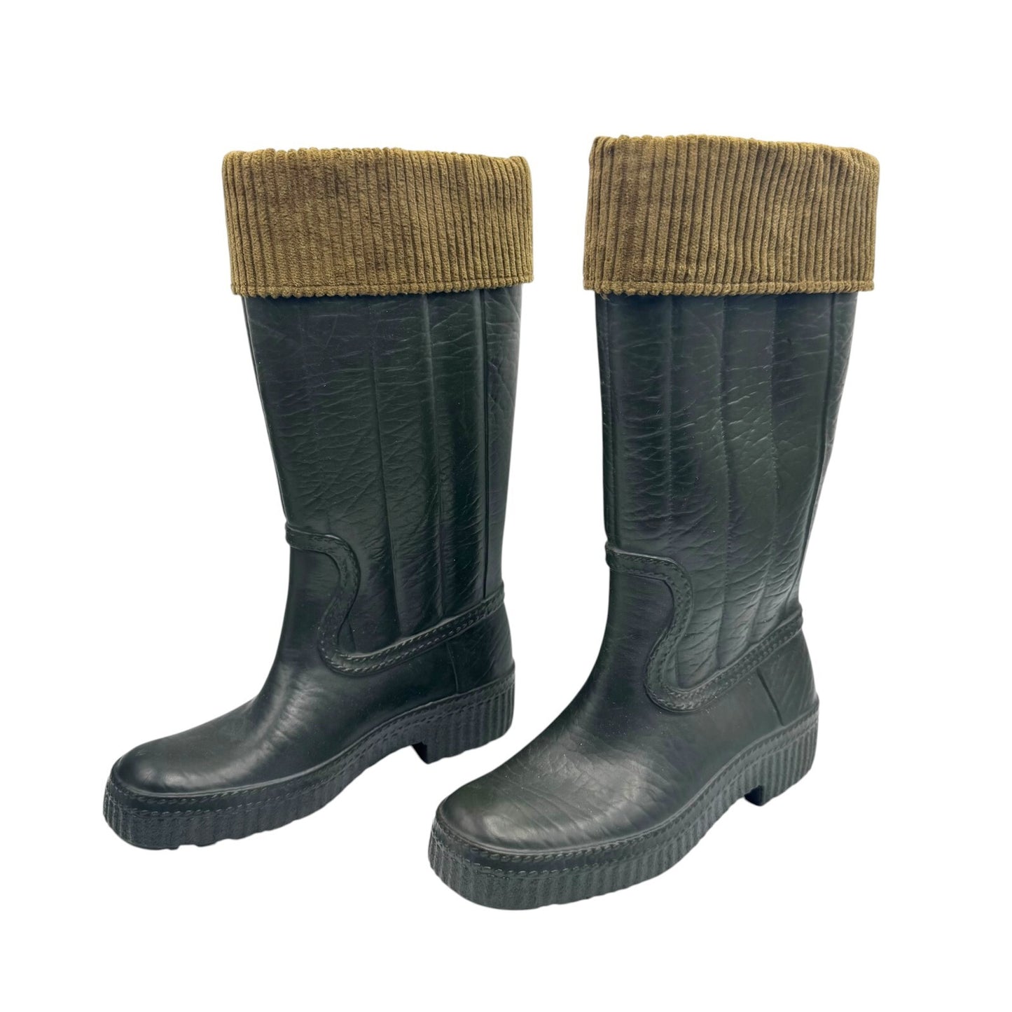 Dark Green Aigle Boots with Fuzzy Interior, Size 37 (EU)