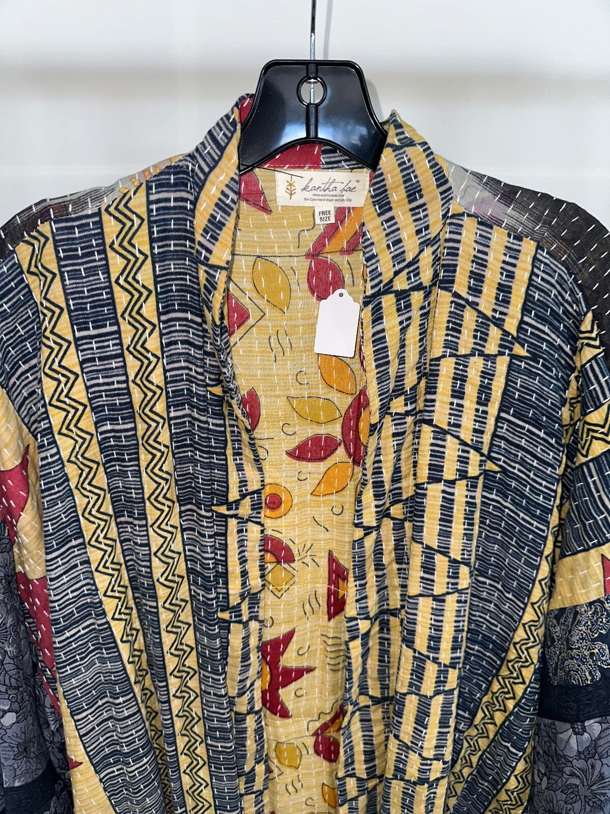 Kantha Bae Blue and Yellow Robe, Free Size