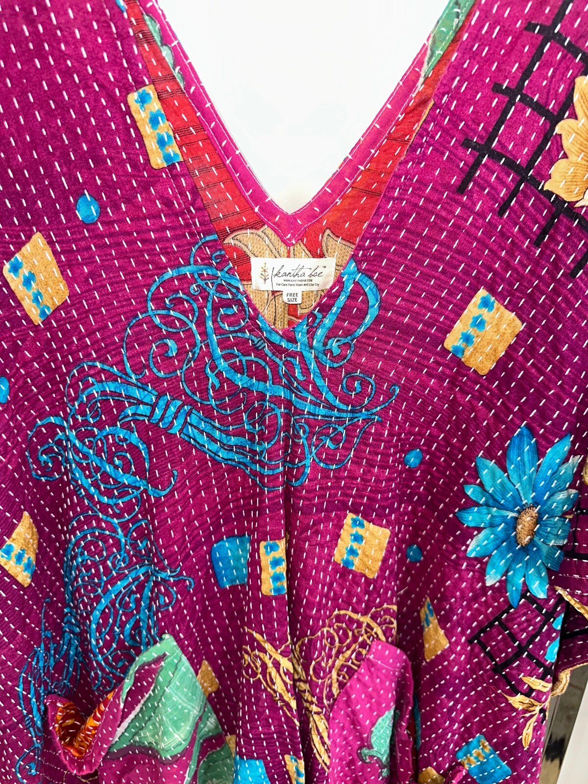 Kantha Bae Purple Poncho, Free Size