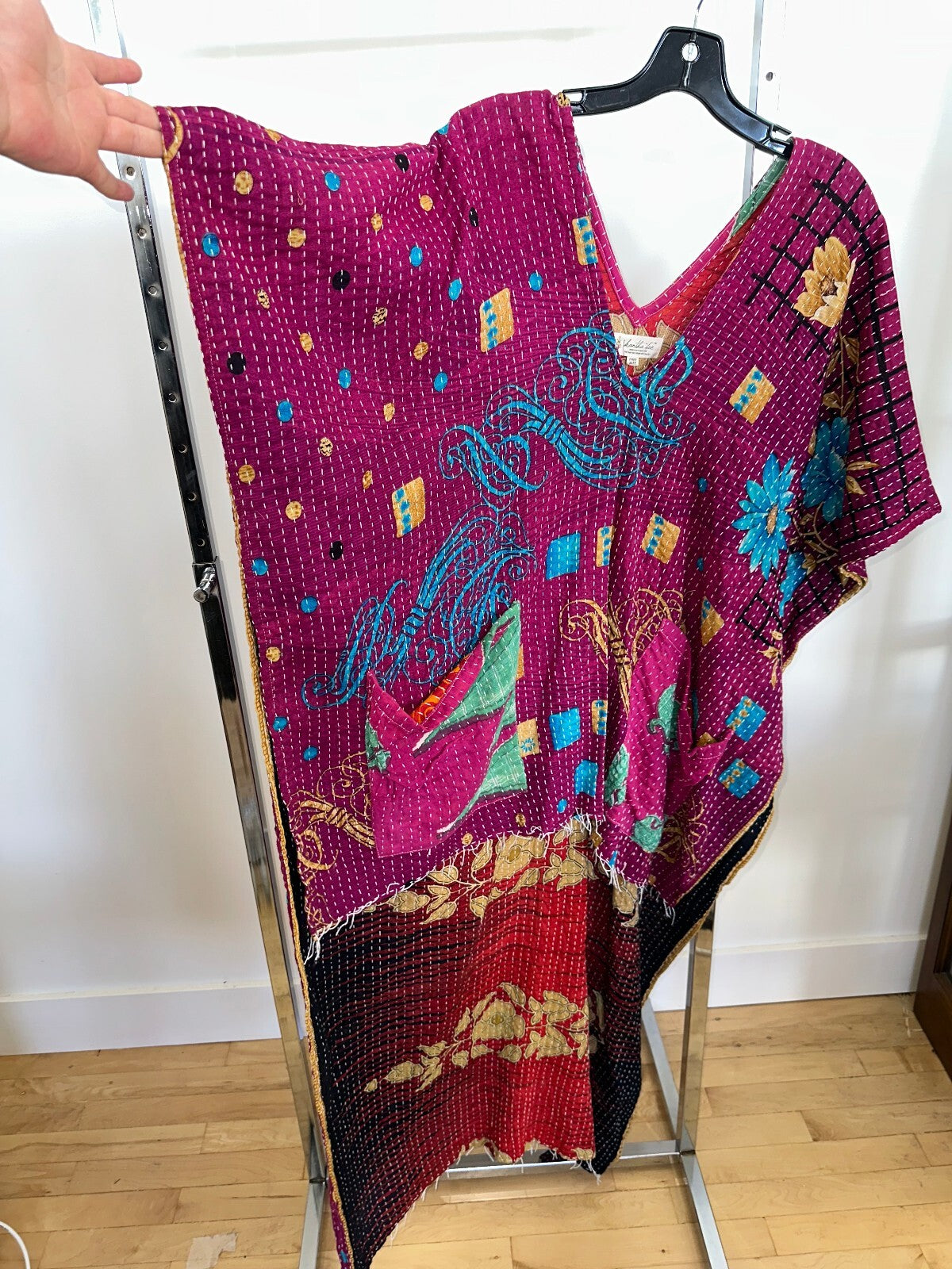 Kantha Bae Purple Poncho, Free Size