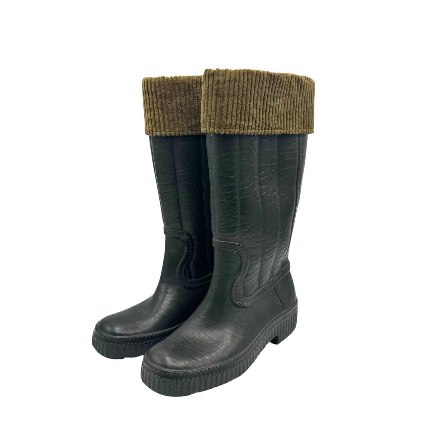 Dark Green Aigle Boots with Fuzzy Interior, Size 37 (EU)