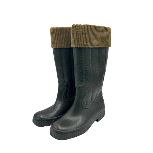 Dark Green Aigle Boots with Fuzzy Interior, Size 37 (EU)