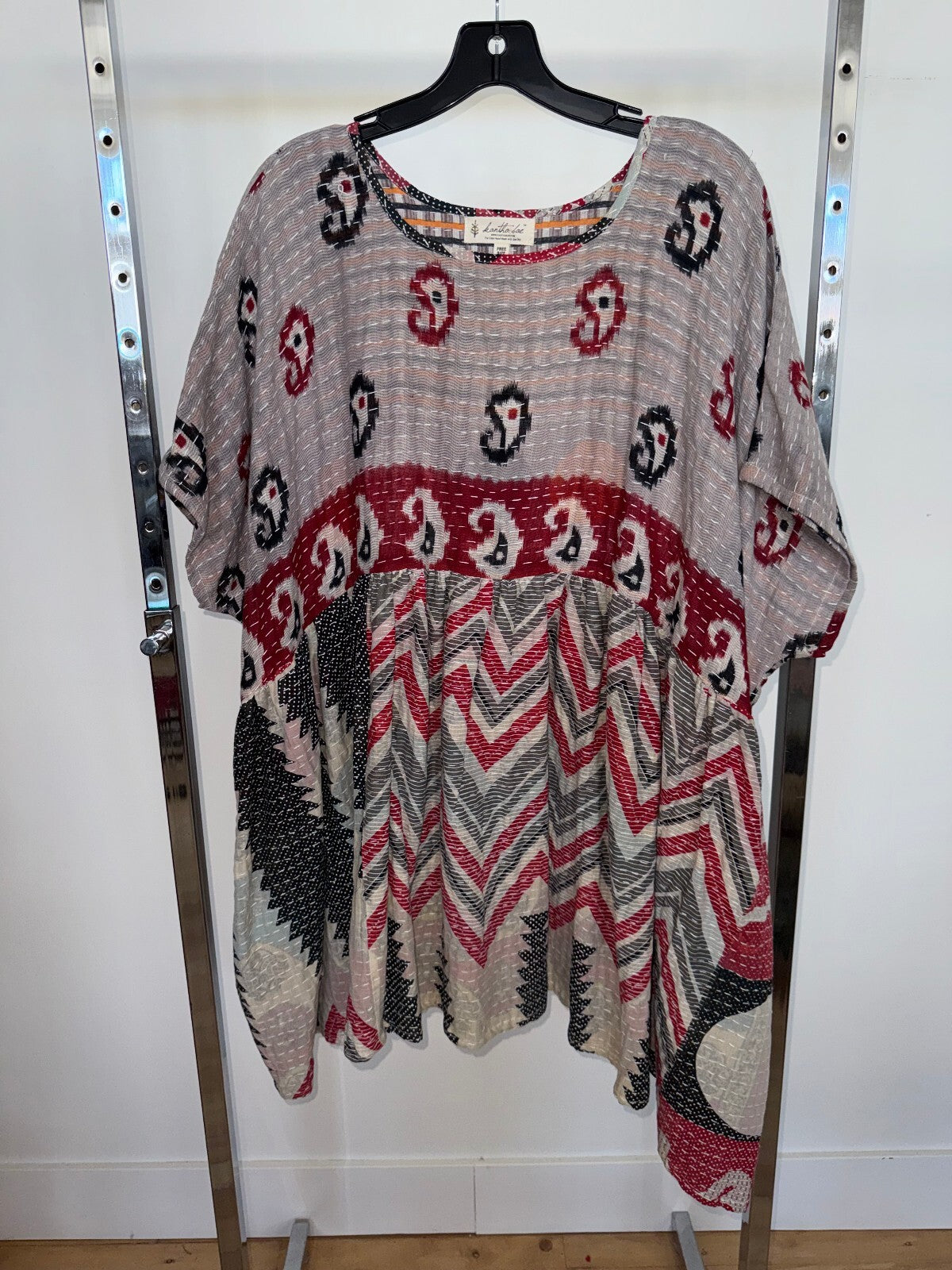 Grey Kantha Bae Tunic Top, Free Size