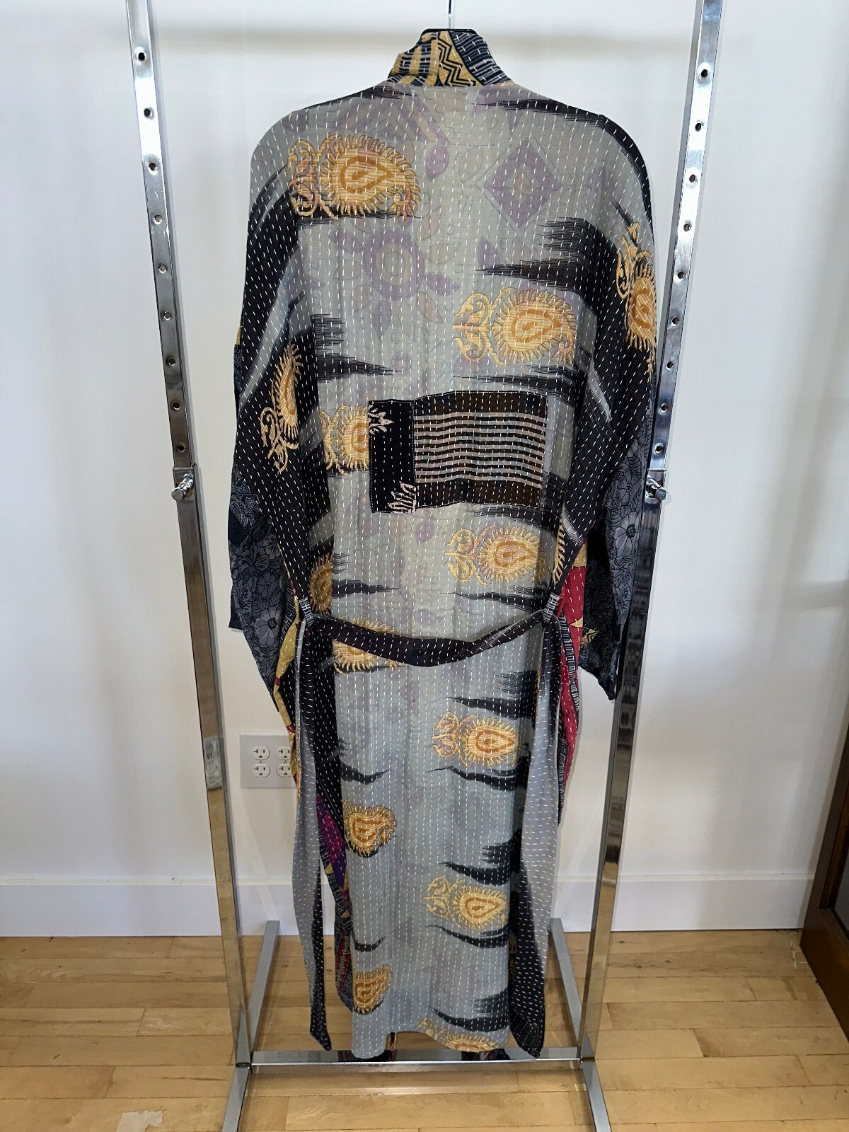 Kantha Bae Blue and Yellow Robe, Free Size