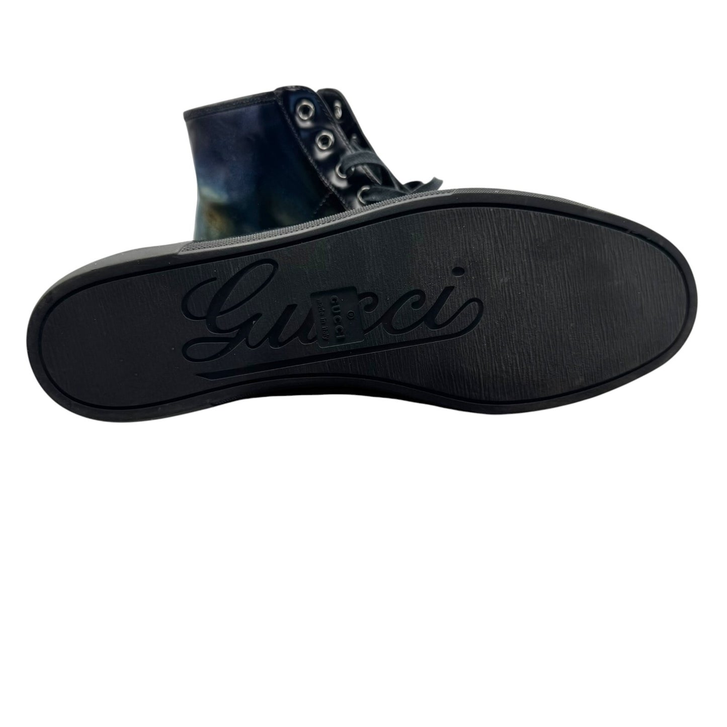 Gucci Women's Black Hi Top Sneaker with box, Size 7.5