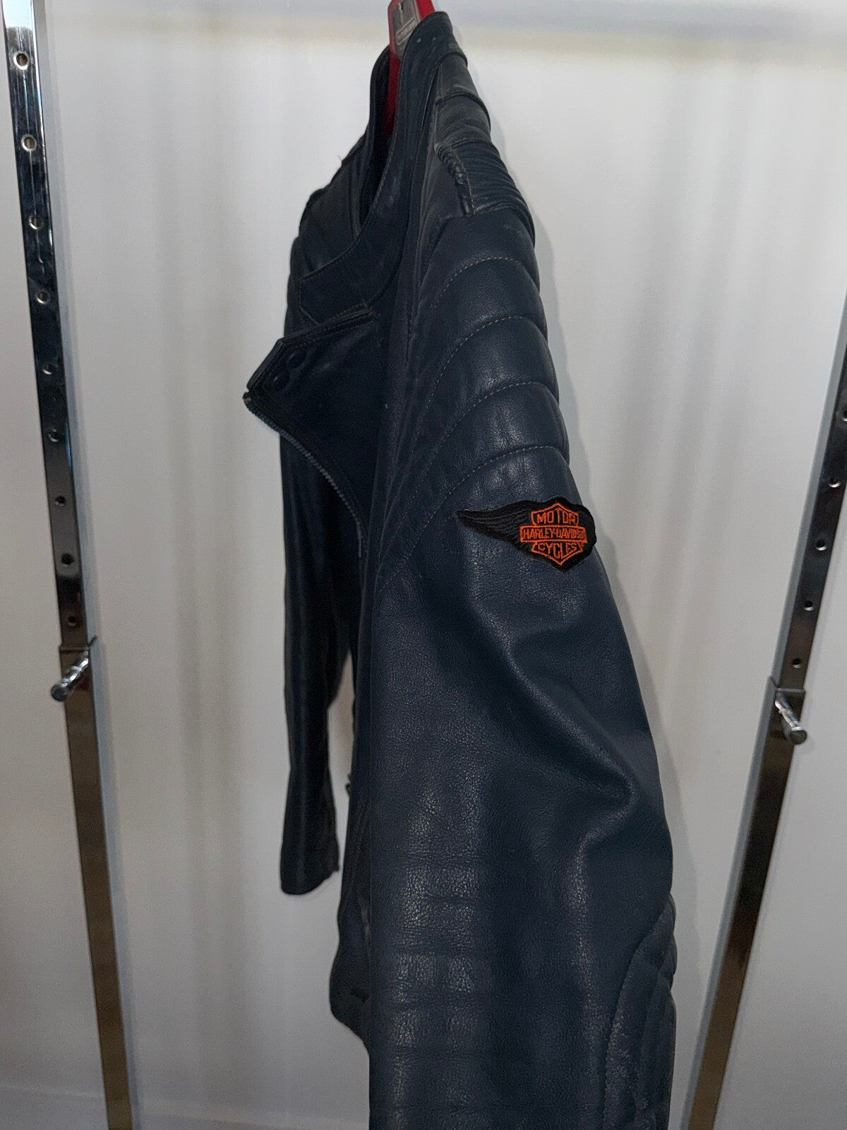 Fieldsheer Blue Genuine Leather Motorcycle Jacket, Size 44