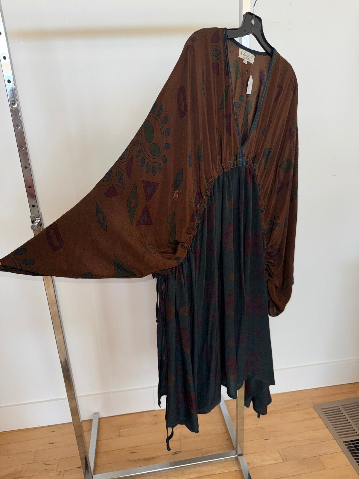Kantha Bae Brown Tunic / Kimono Dress, Free Size