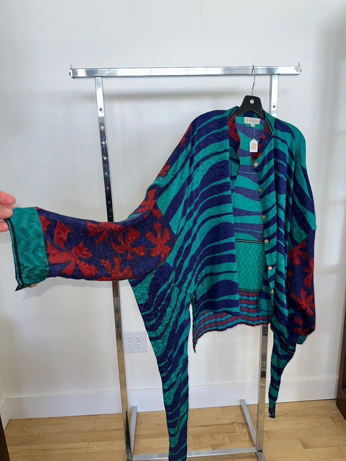 Kantha Bae Blue Buttonup Longsleeve, Free Size
