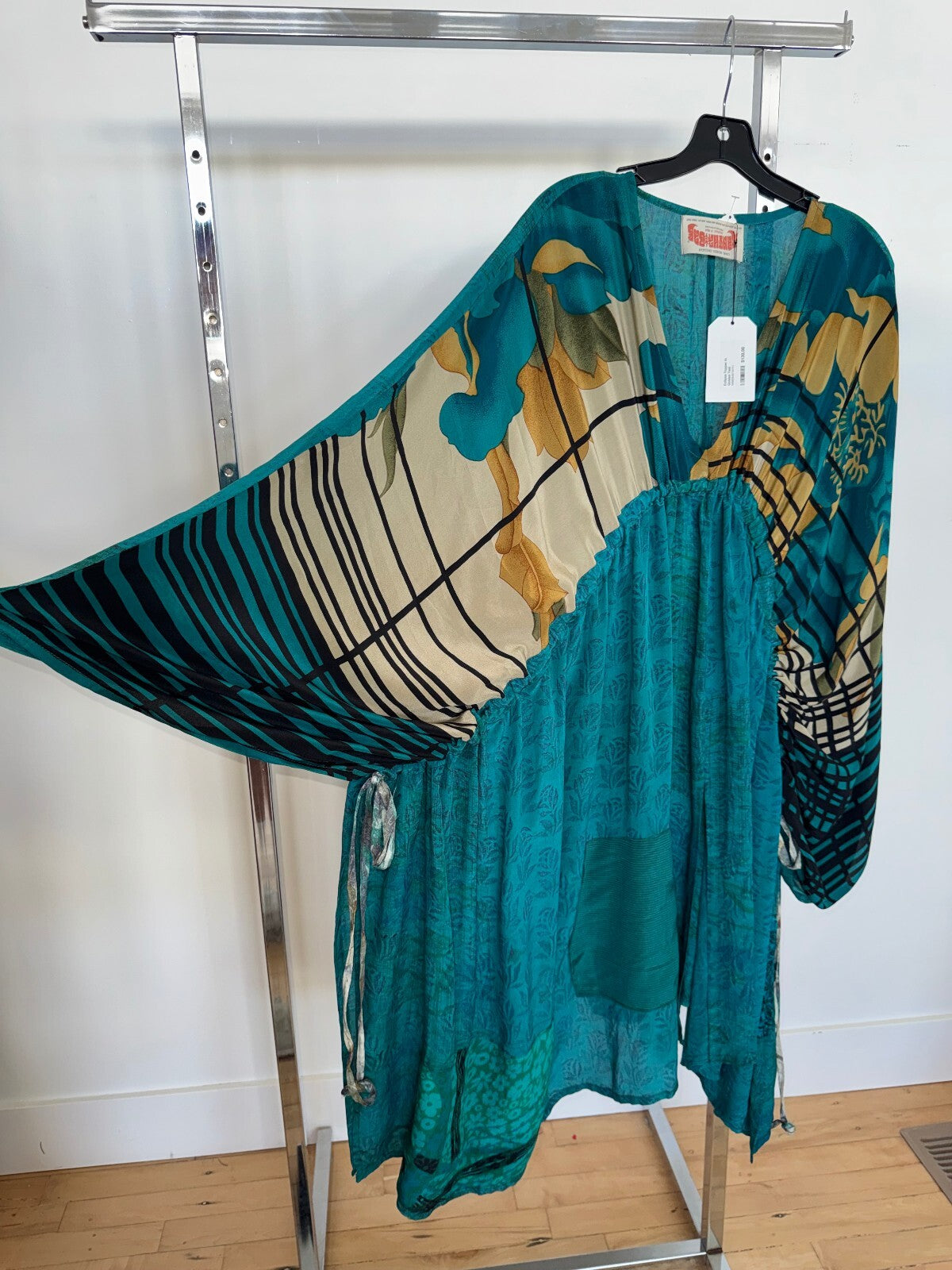 Kantha Bae Blue Long sleeve Tunic Dress, Free Size